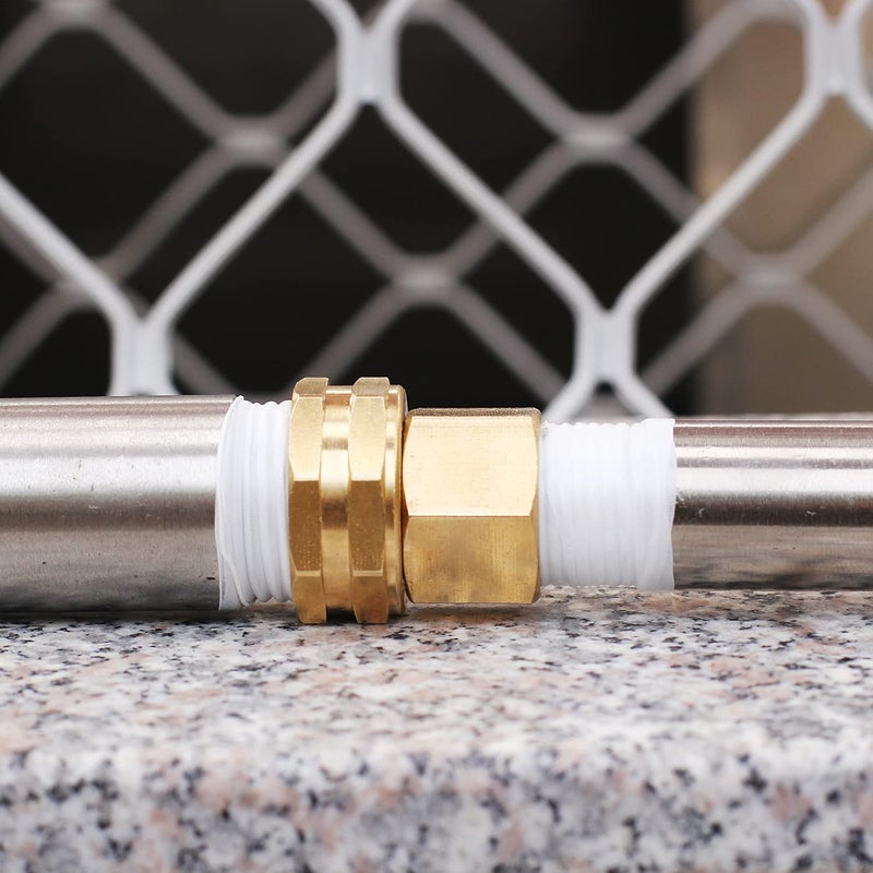 YELUN Solid brass Garden Hose Fittings Connectors Adapter Heavy Duty Brass Repair Female to Female Double Female dual water hose connector(3/4 "" GHT Female to 1/2 "" NPT Female) 2 Pcs - Image 4
